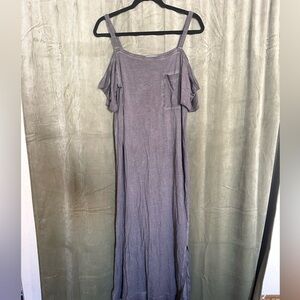 Cloth & Stone Womens Off Shoulder Maxi T-Shirt Dress Sz L
